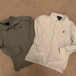 Two long sleeve boys polo shirts